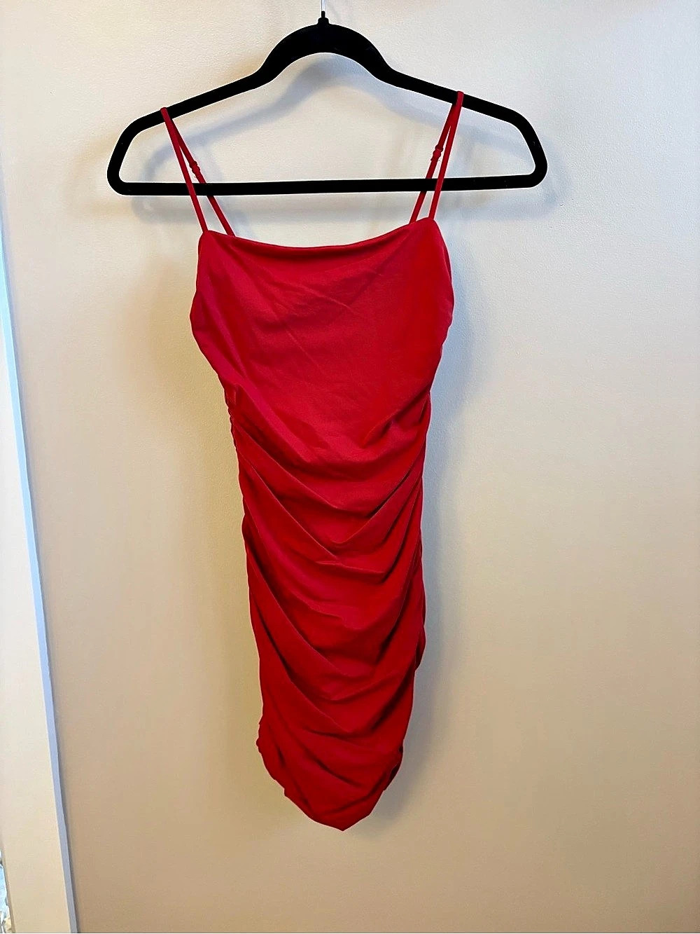 Babaton Contour Ruched Cami Mini Dress Red Size Small